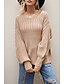 preiswerte Einfarbige Farben-Damen Pullover Täglich Brautkleider schlicht Einfarbig Rundhalsausschnitt Strick Textur Laternenärmel Langarm Lange Oberteile Stricken Formal Heim Arbeit Grün Khaki Herbst Winter