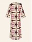 abordables vestido casual estampado-Mujer Corte Ancho Vestido Estampado vestido suelto Vestido maxi Rosa Manga 3/4 Geométrico Estampado Primavera &amp; Otoño Otoño cuello con muescas Bohemia Vintage Casual / Diario Vacaciones Hogar S M L