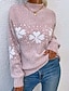cheap Graphic Patterns &amp; Details-Women&#039;s Sweater Knitted Snowflake Pullover Heathered Blue Winter Warm Long Sleeve Oversized Cozy Round Neck Casual Holiday Ski Loungewear Multi-size Clothing Apparel