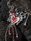 voordelige Halloween Accessoires-Gotische schedelhartketting en oorbellen met rode kristallen druppels - Halloween-statementsieraden voor cosplay en speciale evenementen