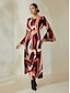 cheap Print Casual Dress-Geometric Boho Style U Neck Maxi Dress