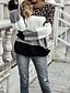 abordables Motifs graphiques et détails-Femme Pull Chandail Mode Vêtement de rue Graphic Animal Col Ras du Cou Patchwork manche longue Hauts longs Tricoter Extérieur Fin de semaine Marron Rouge Marron Automne Hiver