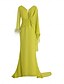 billige GRØN-Strand bryllup sort grøn havfrue aften kjole elegant kjole formel efterår gulv længde langærmet V-hals chiffon med fjer ruching flæser