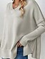 billige Solide farver-Dame Bluse Elegant Mode Daglig Helfarve V-hals Strikket Langærmet Lange toppe Strikke Arbejde Sort Gul Efterår Vinter