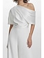 cheap Semi-formal / Cocktail-Jumpsuits Wedding Guest es Elegant  Formal Wedding Reception Floor Length Short Sleeve One Shoulder Stretch Crepe with Ruched