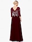 cheap Mom&#039;s Dresses-TS A-Line Dress Mother of the Bride Dress Elegant Jewel Neck Floor Length Chiffon Half Sleeve with Appliques Color Block 2024 free custom size