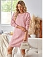 abordables robes unies-Robe Droite Robe unie Femme Mini robe avec manche Plein Air Rendez-vous Décontractées Col Ras du Cou manche longue Ample Rose Claire S M L XL 2XL