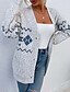 baratos Cardigã Aberto Frontal-cardigan feio feminino frente aberta malha malha texturizada outono inverno ano novo moda streetwear diário manga longa floco de neve rosa cinza claro