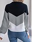 voordelige Grafische patronen en details-Dames Trui Dagelijks Casual Gestreept Polo kraag Gebreid Lange mouw Normale tops breien Werk blauw Khaki Herfst Winter
