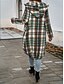 preiswerte 3D Mäntel-Damen Hoodie Jacke Outdoor Strasse Freizeitskleidung Herbst Winter Lang Mantel Regular Fit warm Atmungsaktiv Stilvoll Brautkleider schlicht Jacken Langarm Streifen und Plaid Mit Taschen Full Zip Rote
