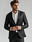 voordelige Heren Elite Buitenkleding-Voor heren Kostuums Formeel Bruiloft Vuosipäivä Gevoerd Dagelijks Jasje / jack Lente &amp; Herfst 100% linnen Effen Kleur Zak Knop Comfortabel Open voorzijde Blazer Zwart