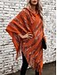 abordables Boléros et capes-Femme Cape Décontractées Rayé Col V Capuche Franges Sans Manches Hauts longs Tricoter Formel Extérieur Sortie Marron Rouge Blanche Automne Hiver