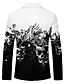 cheap Men&#039;s Printed Coats-Skulls Business Casual Horror Men&#039;s Coat Blazer Jacket Warm Breathable Comfortable Party Evening Daily Button 3D Print Multi Pocket Regular Fit Fall &amp; Winter Turndown Long Sleeve Black-white S M L