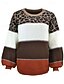 abordables Motifs graphiques et détails-Femme Pull Chandail Mode Vêtement de rue Graphic Animal Col Ras du Cou Patchwork manche longue Hauts longs Tricoter Extérieur Fin de semaine Marron Rouge Marron Automne Hiver