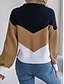 voordelige Grafische patronen en details-Dames Trui Dagelijks Casual Gestreept Polo kraag Gebreid Lange mouw Normale tops breien Werk blauw Khaki Herfst Winter