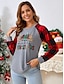 preiswerte T-Shirts für Damen-Damen T-Shirt Weihnachten Alltag Casual Langarm Grau Herbst Winter