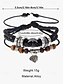 economico Gioielli da uomo-bracciali vintage da uomo in finta pelle con ciondoli in perline di legno e foglie d&#039;argento - braccialetti bohémien fatti a mano per abbigliamento casual