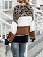 abordables Motifs graphiques et détails-Femme Pull Chandail Mode Vêtement de rue Graphic Animal Col Ras du Cou Patchwork manche longue Hauts longs Tricoter Extérieur Fin de semaine Marron Rouge Marron Automne Hiver