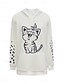 abordables Sudadera-Sudadera con capucha para mujer, sudadera con capucha con estampado de gato para uso diario, informal, de manga larga, microelástica, cómoda, transpirable, de tejido suave para otoño e invierno
