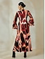 cheap Print Casual Dress-Geometric Boho Style U Neck Maxi Dress