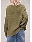 preiswerte Einfarbige Farben-Damen Pullover Täglich Brautkleider schlicht Einfarbig Rundhalsausschnitt Strick Textur Laternenärmel Langarm Lange Oberteile Stricken Formal Heim Arbeit Grün Khaki Herbst Winter