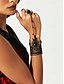 billige Halloween-tilbehør-vintage gotisk blonderarmbånd med ring, håndkjedesmykker i svart edelsten, perfekt for halloween, cosplay og kostymer med viktoriansk tema