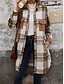 abordables Manteaux d&#039;Hiver-Veste d&#039;Hiver Manteau Femme Extérieur Plein Air Usage quotidien mode Décontractées Avec poches Imprimer Longue Manteau Vin Café Gris Automne Hiver Boutonnage Simple Col rabattu Standard S M L XL