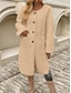 abordables Manteaux d&#039;Hiver-Manteau d&#039;hiver Femme Extérieur Plein Air Usage quotidien mode Décontractées Avec poches Longue Manteau Vert Véronèse Kaki Abricot Automne Hiver Boutonnage Simple Col V Standard S M L XL