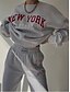 voordelige Dames trainingspakken-Dames Modieus Streetwear Dagelijks Sweatshirt Joggingbroeken Lange mouw Strakke ronde hals Brief Afdrukken Casual Dagelijks blauw Beige Grijs Herfst Normale pasvorm