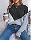 economico Motivi grafici e dettagli-Per donna Felpa Pullover Maglione Informale Morbido Color Block A coste Girocollo Collage Lavorato a maglia Manica lunga Top regolari Maglia Esterno Giornaliero Fine settimana Nero Rosa Autunno