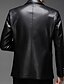 billige Blazer-Herre Blazer Jakke PU Læder Sport Frakke Mode Kontor Tyk Varm Ensfarvet Blazer Mørk Kaki Sort Brun Standard Fit Enkeltknap To-knapper