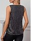 ieftine Topuri imbracate-Pentru femei Bluză Camis Culoare solidă Sexy Casual Fără manșon Stil Nautic Topuri obișnuite Zilnic Paiete Negru Trifoi Kaki Vară