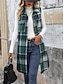 economico Gilet-Per donna Gilet Esterno Strada Da tutti i giorni Autunno Inverno Lungo Cappotto Standard Tenere al caldo Traspirante Moda Informale Giacca Senza maniche Righe e Plaid Con tasche Stampa Arancione