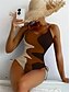 baratos Fatos de Banho 1 Peça-Mulheres Roupa de Banho Uma pedaço Monoquíni roupa de banho Frente Única Compressão abdominal Cintura Alta Delgado Férias Roupa de Praia Bloco de cor Decote U Sem Manga Fatos de banho