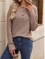 voordelige Dames eenvoudige tops-Dames Overhemd Blouse Effen Kleur Basic Casual Lange mouw V-hals Normale tops Dagelijks Knop Zwart Blozend Roze Leger Groen Khaki Herfst Winter
