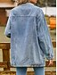 billiga casual jackor-Dam Jeansjacka Utomhus Gata Dagliga kläder Höst Vinter Normal Täcka Normal Håller värmen Andningsfunktion Stylish Ledigt Jacka Långärmad Ensfärgat Med fickor Ljusblå Svart Rodnande Rosa