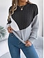 economico Motivi grafici e dettagli-Per donna Felpa Pullover Maglione Informale Morbido Color Block A coste Girocollo Collage Lavorato a maglia Manica lunga Top regolari Maglia Esterno Giornaliero Fine settimana Nero Rosa Autunno