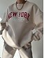 voordelige Dames trainingspakken-Dames Modieus Streetwear Dagelijks Sweatshirt Joggingbroeken Lange mouw Strakke ronde hals Brief Afdrukken Casual Dagelijks blauw Beige Grijs Herfst Normale pasvorm