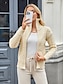 cheap Cardigans &amp; Outerwears-Women&#039;s Cardigan Sweater Jacket Turtleneck Cable Knit Knitted Fall Winter Work Fashion Daily Long Sleeve Solid Color Beige