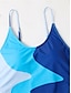 baratos Fatos de Banho 1 Peça-Mulheres Roupa de Banho Uma pedaço Monoquíni roupa de banho Frente Única Compressão abdominal Cintura Alta Delgado Férias Roupa de Praia Bloco de cor Decote U Sem Manga Fatos de banho