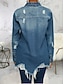 abordables Vestes-Veste Jean Femme Extérieur Plein Air Usage quotidien mode Décontractées Avec poches Normal Manteau Bleu Ciel Noir bleu marine Automne Hiver Boutonnage Simple Col rabattu Standard S M L XL 2XL