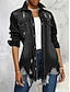 abordables Vestes-Veste Jean Femme Extérieur Plein Air Usage quotidien mode Décontractées Avec poches Normal Manteau Bleu Ciel Noir bleu marine Automne Hiver Boutonnage Simple Col rabattu Standard S M L XL 2XL