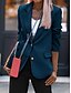 economico Blazer e Completi-Per donna Giacca Ufficio Pulsante Tinta unica Comodo Stile retrò Standard Capispalla Manica lunga Autunno Nero S