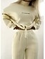 billige Kvinders sweatsuits-Dame Sweatshirt Sherpa Fleece bukser Bukser Sweater Set Langærmet Rund hals Helfarve Bogstaver Varm udendørs Sort Rød Lysebrun Forår Overdimensionerede