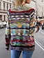 baratos Cardigã Aberto Frontal-Mulheres Suéter Carregam Casual Macia Listrado Estriado Abertura Frontal Bolsos Tricotado Manga Longa Tops regulares Tricotar Ao ar livre Diário Final de semana Vermelho Azul Outono Inverno