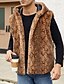billige Gilets-Herre سترة Fuskepels Gilet Daglig Stevnemøte Feriereise Mote Fritid Høst vinter Hold Varm Polyester Bekvem Leopardprint Cardigan Høy krage Normal Hvit Gul Brun Vest