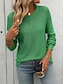 voordelige Grafische patronen en details-Dames Trui Casual Zacht Heldere kleur Geribd Strakke ronde hals Gebreid Lange mouw Normale tops breien Buiten Dagelijks Weekend Zwart Groen Herfst Winter