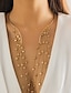 abordables Collier pour femme-Collier ras du cou en cascade d&#039;étoiles dorées pour femme avec élégantes chaînes à franges – bijoux tendance pour les occasions spéciales