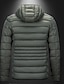baratos Blusões e Parkas para Homem-Homens Jaqueta de Inverno Casaco puffer Acolchoado Bolsos Com Capuz Poliéster Bolsos Ao ar livre Encontro Casual / Diário Padrão Moda Casual Térmico / Quente A Prova de Vento Inverno Tecido Cinzento