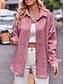 abordables Chaquetas camiseras-Mujer Chaqueta casual Exterior Calle Ropa Cotidiana Otoño Invierno Regular Abrigo Ajuste regular Mantiene abrigado Transpirable Elegante Casual Chaquetas Manga Larga Color sólido Con bolsillos